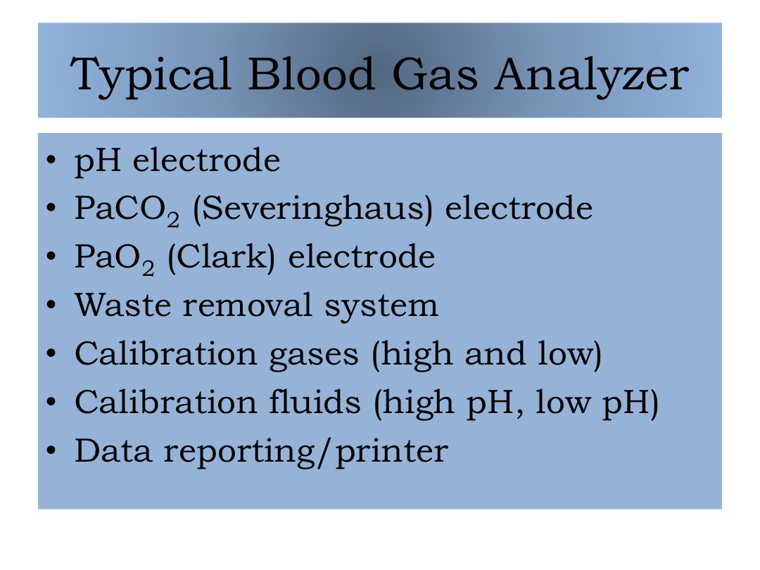 Typical Blood Gas Analyzer slide image